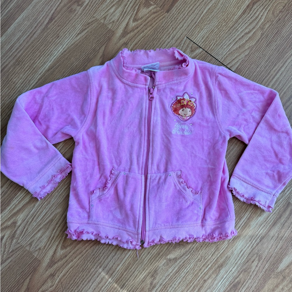 Vintage 2005 Strawberry Shortcake velour zip sweater